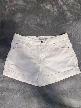 Celebrity Pink White Rolled-Hem Cotton Jean Shorts